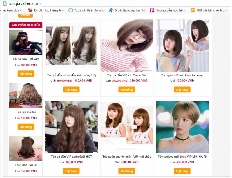 Website treo giá cho từng loại tóc giả